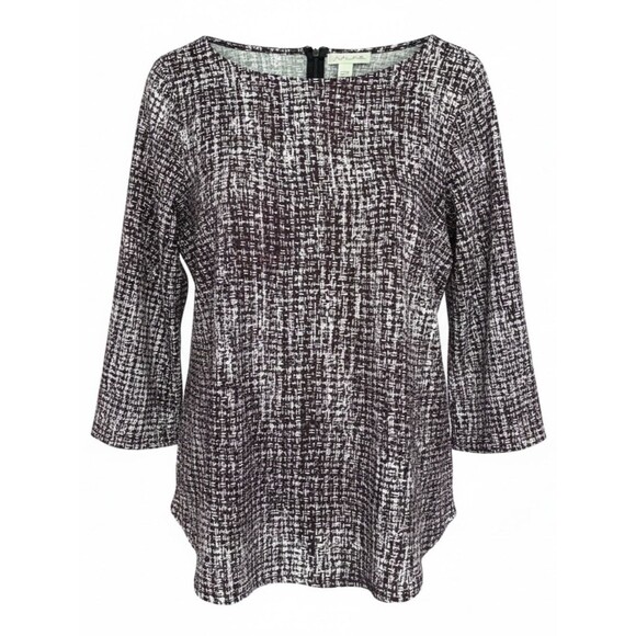 Emaline Tops - Emaline NWOT Plum/Purple Patterned Scoop-Neck 3/4 Sleeve Women’s M Top